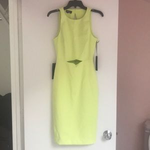 bebe cross over cutout midi dress